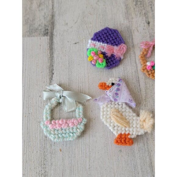 Crochet fridge magnet Easter spring set duck bunny egg basket - Picture 2 of 7
